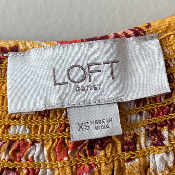 Loft Outlet Floral Smocked Short Sleeve Top - Picture 8 of 10